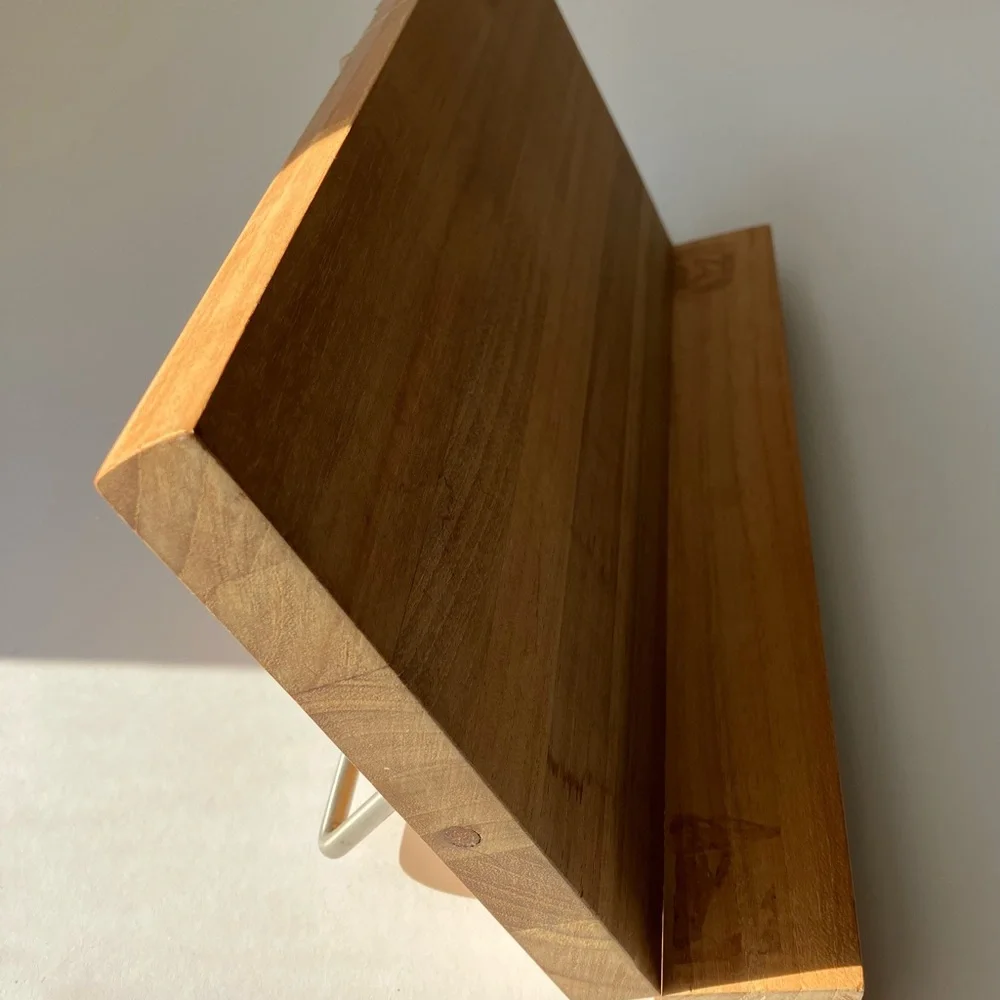 Crate & Barrel FSC Certified Teak Book Holder Wood Cookbook Stand
